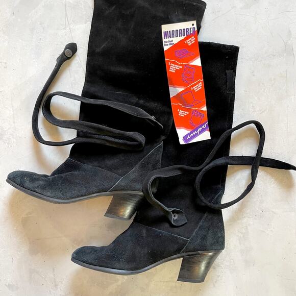 Vintage NWT 80s 90s Western Coastal Cowgirl Boho Suede Leather Slouch Boots 6.5 - Picture 1 of 5